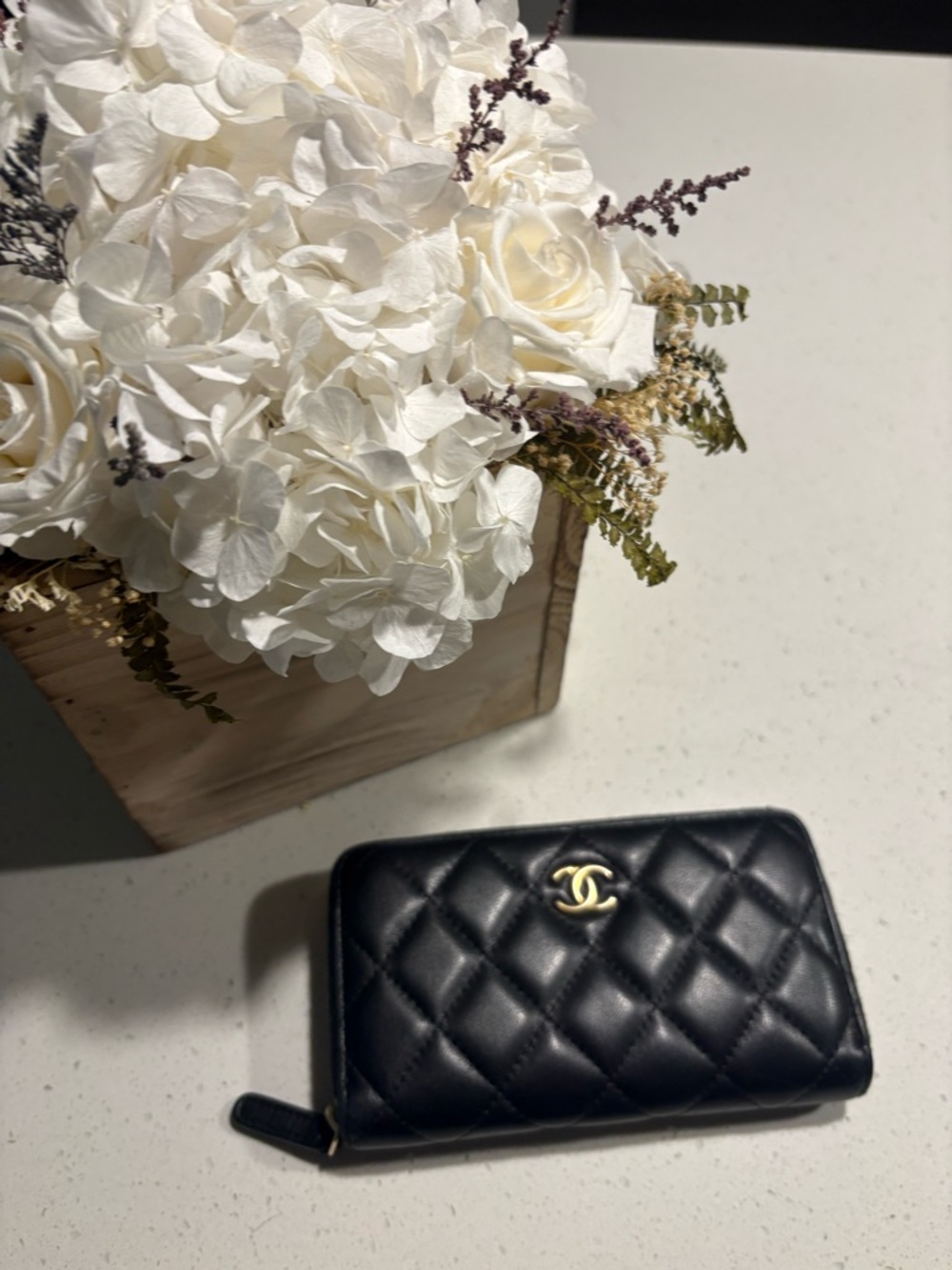 Chanel Lambskin Zip Around Wallet Black Gold Graffiti Interior CC Logo